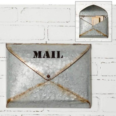 Metal Envelope Mailbox Wall Mounted Holder Rustic Primitive Barn Roof Farmhouse   123287287478